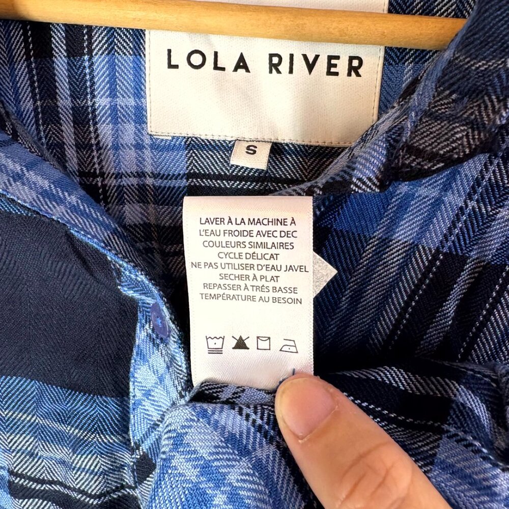 Lola River Blue Plaid Button Down Shirt - Picture 4 of 5